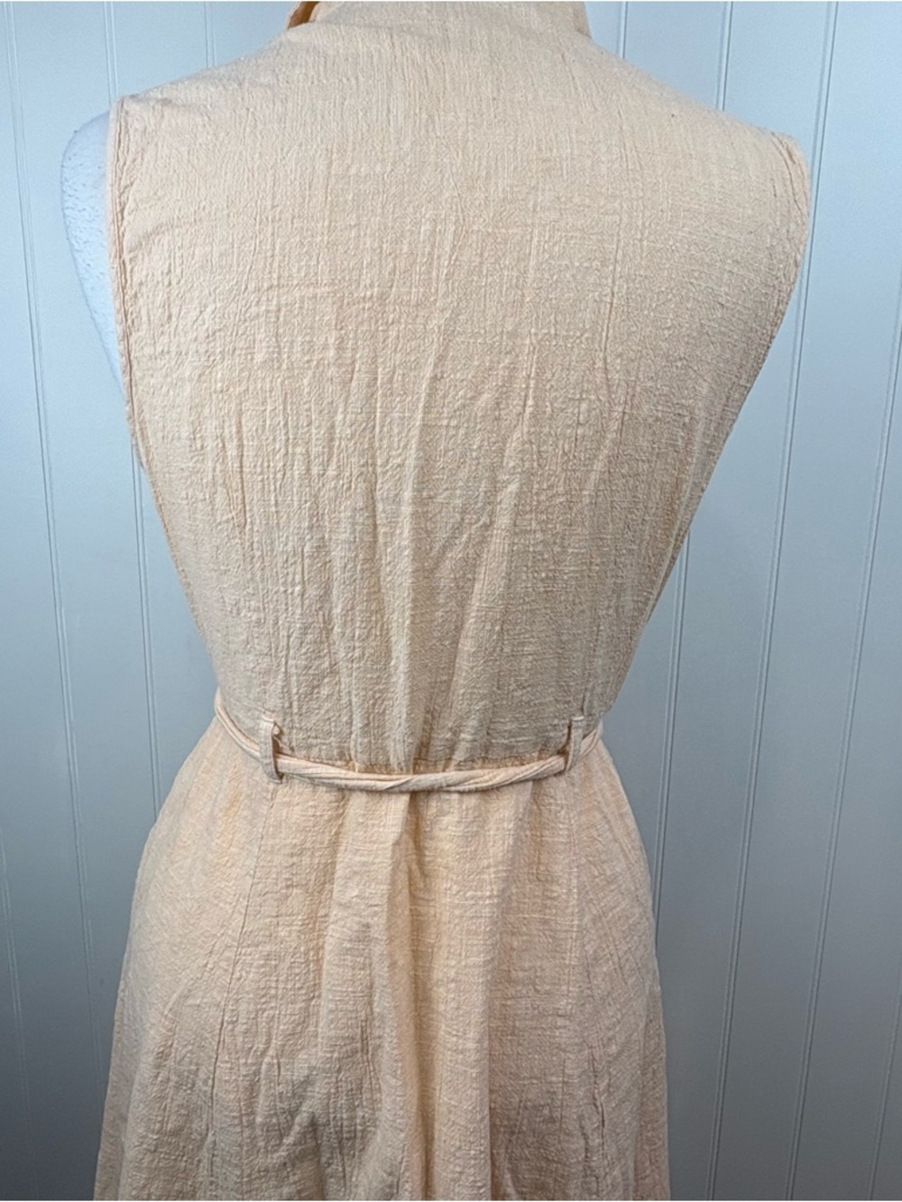 Suzy Shier Peach Cotton Midi Dress Belted Minimalist Summer - Picture 7 of 11